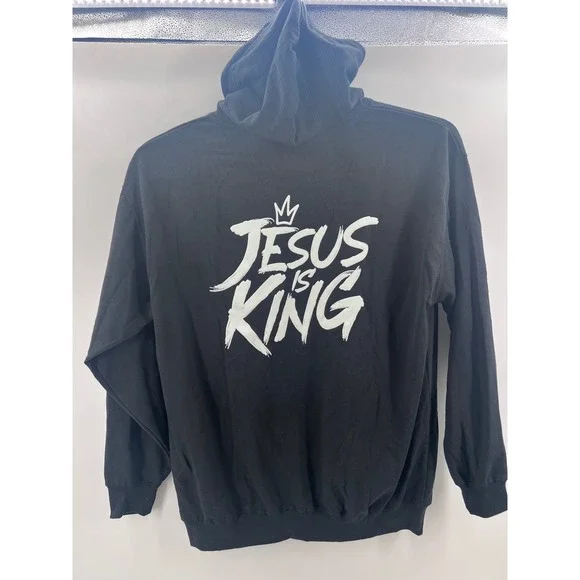 Gods Love Overcomes Jesus is King Black Hoodie Sweatshirt 2X - Picture 3 of 7
